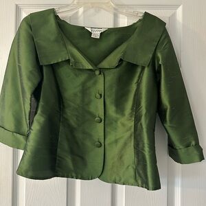 Evergreen Silk Blazer - Size 6